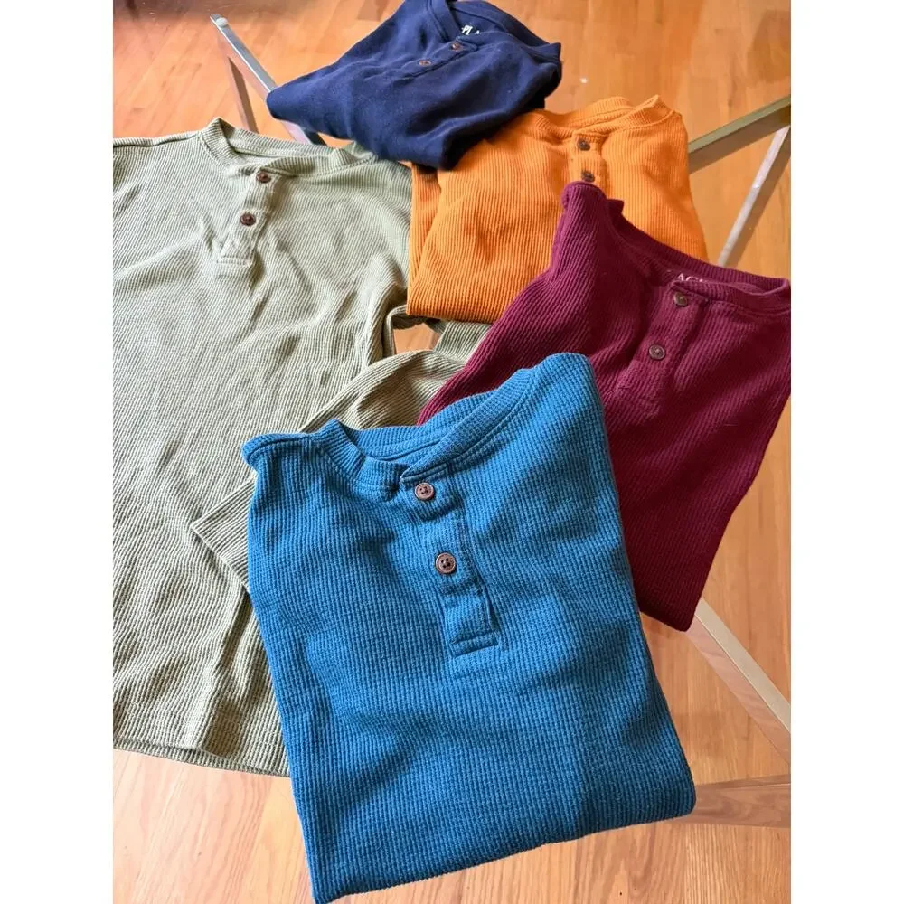Children's Place Long Sleeve Waffle Shirts Lot of 5 Sz 7/8